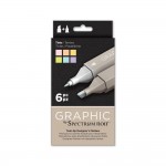   Crafters Companion Spectrum Noir Graphic 6 Pen Set - Tints